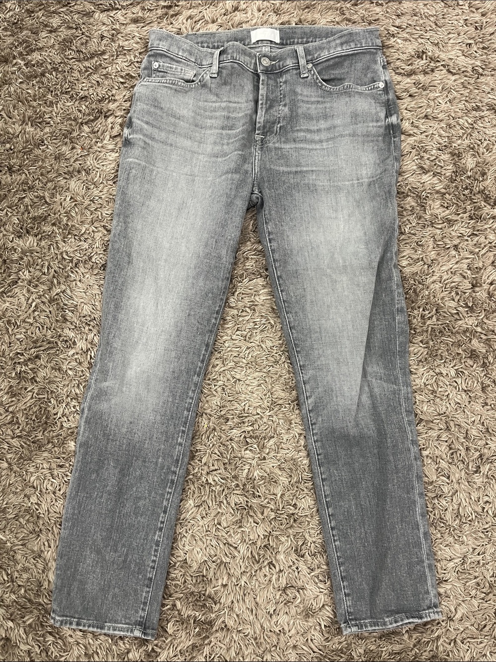7 For All Mankind Women's Light Gray Straight Leg Jeans